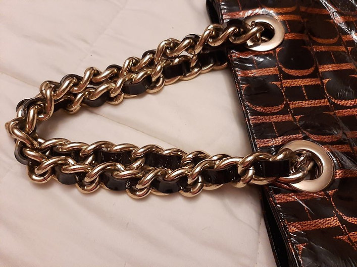 Authentic Carolina Herrera Monogram Chain Handle Tote