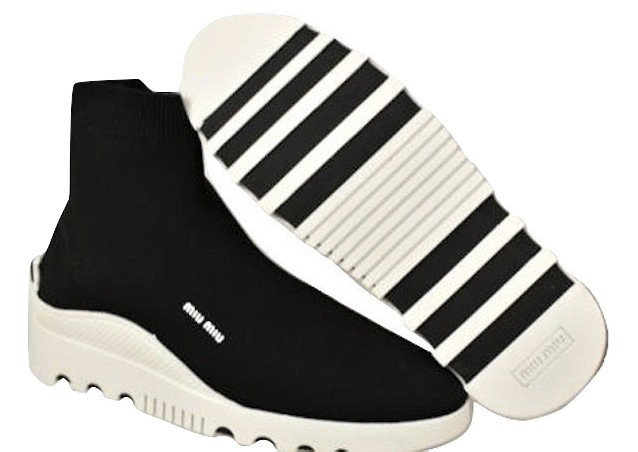 Authentic Miu Miu Black Knitted Sock Ankle Sneakers SZ/36