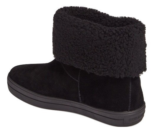 Authentic Burberry Black Sheepskin Suede Ankle Boots, SZ36