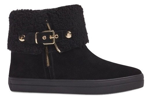 Authentic Burberry Black Sheepskin Suede Ankle Boots, SZ36