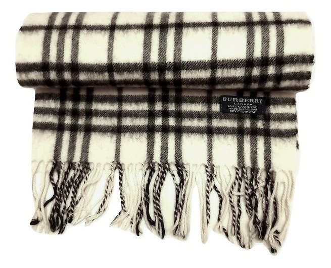Authentic burberry women's cream classic scarf 100% cashmere