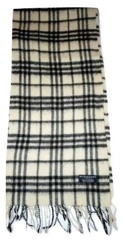 Authentic burberry women's cream classic scarf 100% cashmere