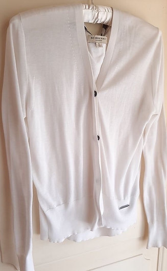  Authentic Burberry Women's White Cardigan SZXL fit M/L