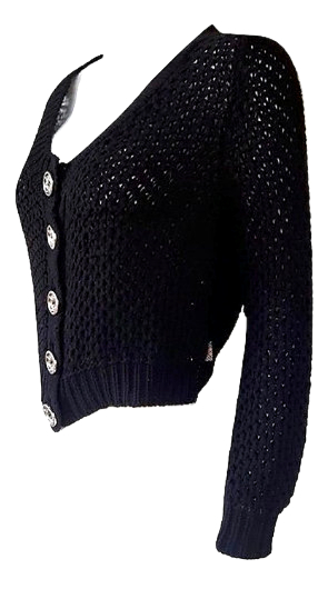 Authentic burberry women Short Cardigan Black Sweater Medium