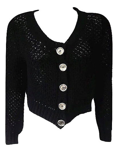 Authentic burberry women Short Cardigan Black Sweater Medium