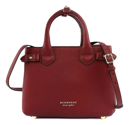 Burberry Small Banner House Check Leather Red Satchel bag