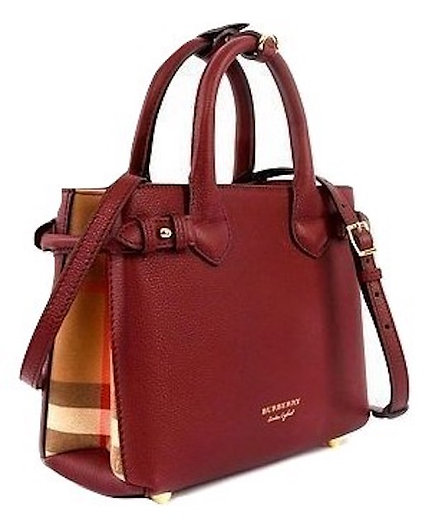 Burberry Small Banner House Check Leather Red Satchel bag