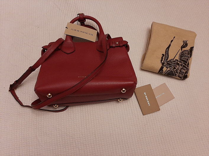 Burberry Small Banner House Check Leather Red Satchel bag