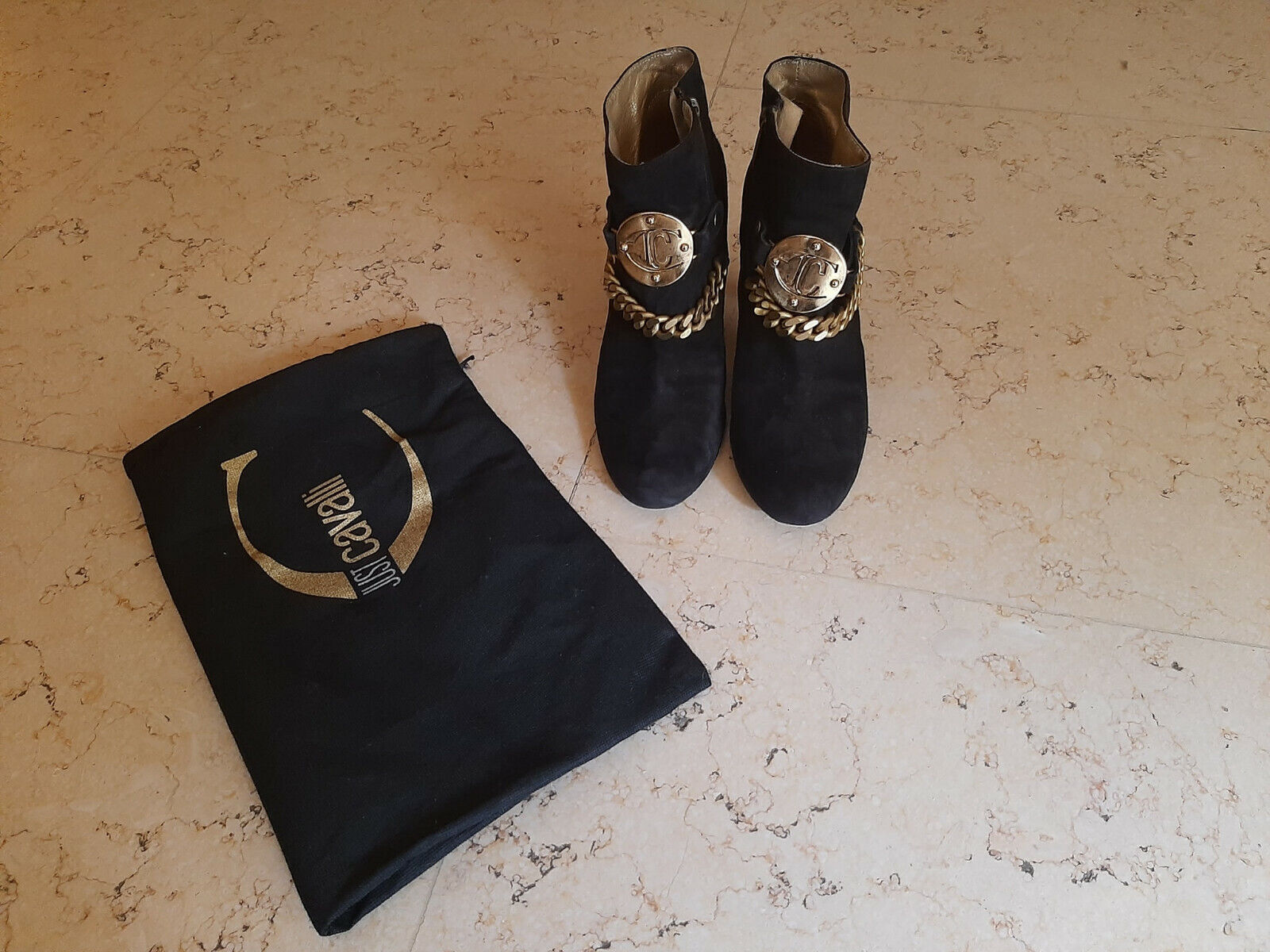 Authentic just cavalli Just Cavalli Black suede s Ankle Boot SZ 37