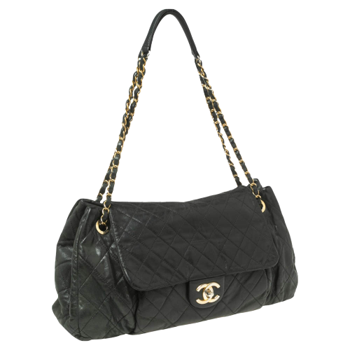 Authentic Chanel Leather Quilted Handle dark green Shoulder Bag Code /15923256