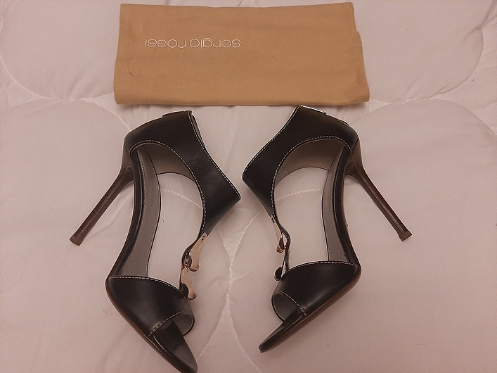 Authentic sergio rossi black&gold sandals SZ 37.5