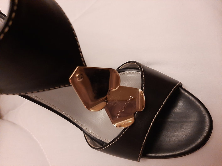 Authentic sergio rossi black&gold sandals SZ 37.5