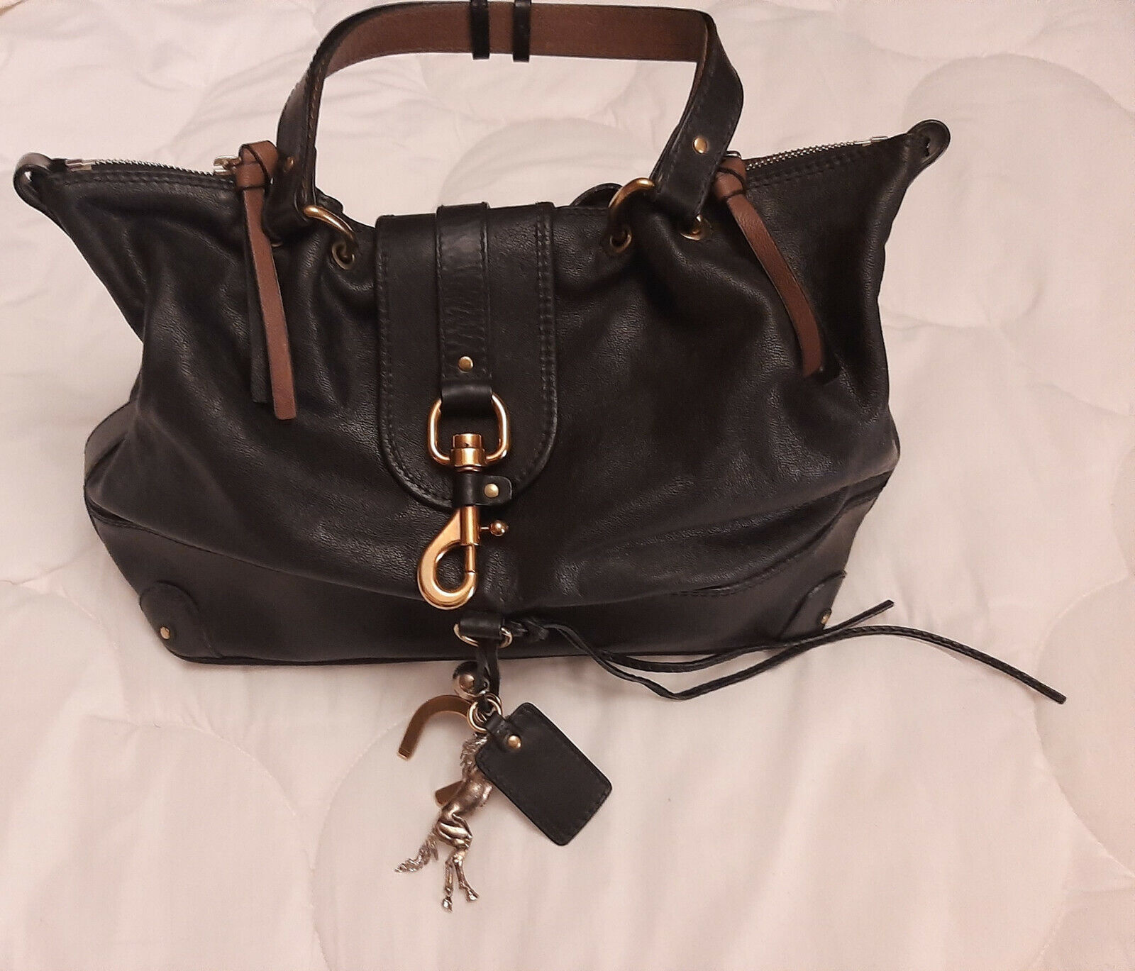 Authentic Chloe Kerala black grained leather with horseshoe charms bag