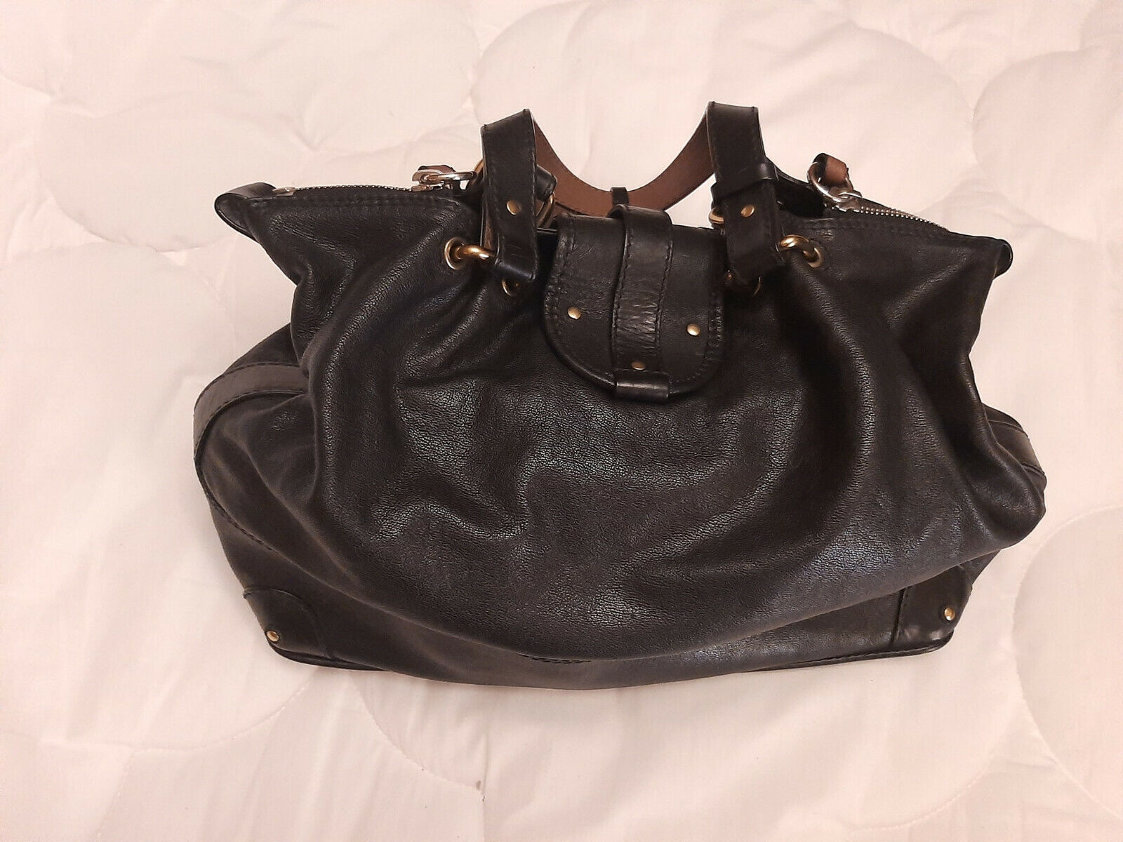 Authentic Chloe Kerala black grained leather with horseshoe charms bag