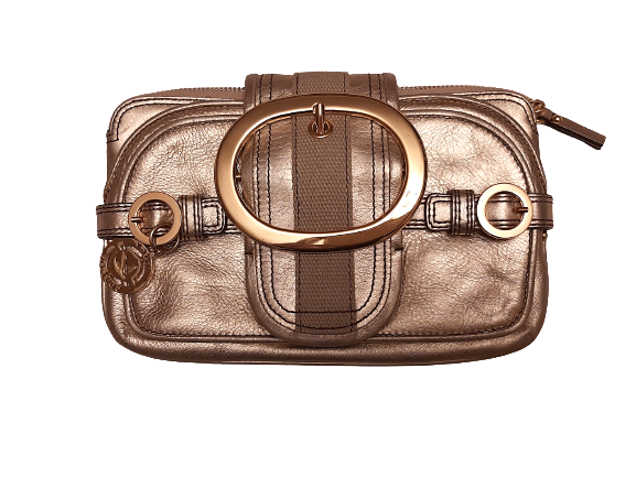 Authentic Juicy Couture Clutch Gold Leather bag retail price 265$