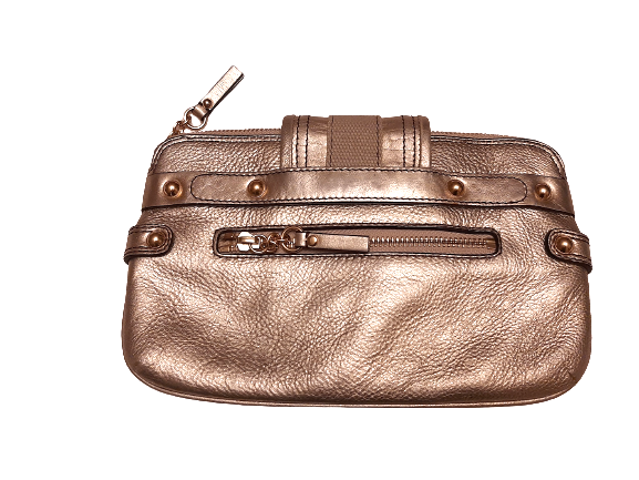 Authentic Juicy Couture Clutch Gold Leather bag retail price 265$