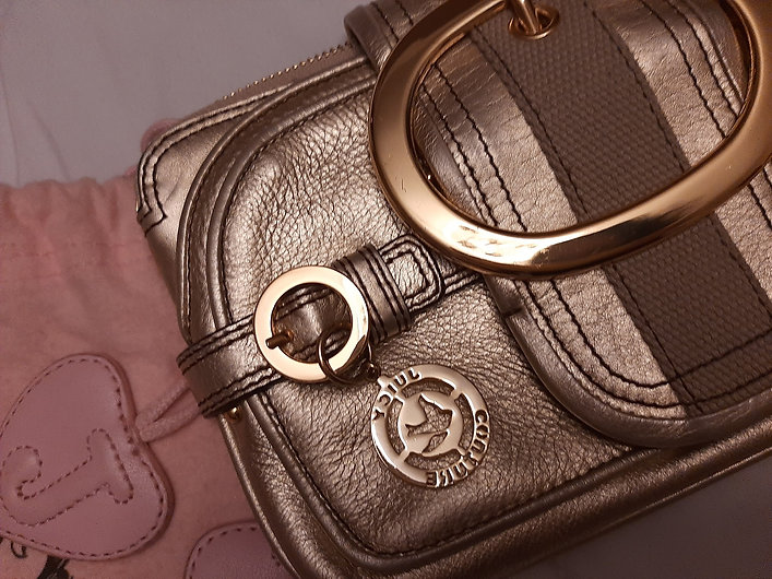 Authentic Juicy Couture Clutch Gold Leather bag retail price 265$