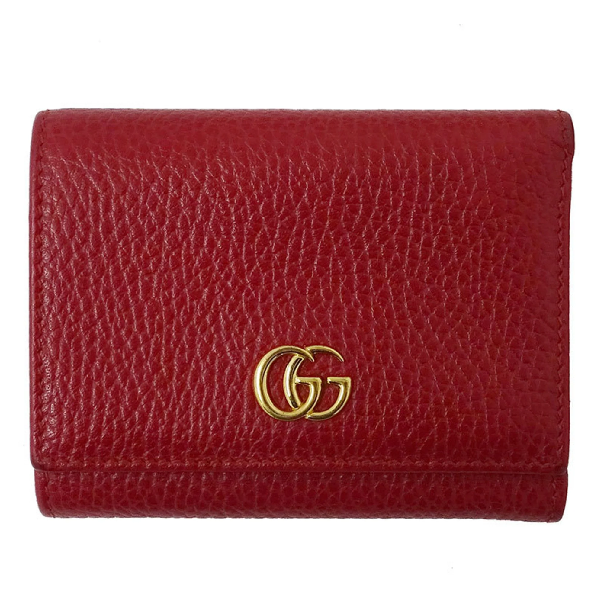 Authentic Gucci Red Leather GG Marmont Flap mini wallet 
