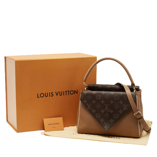 Authentic Louis Vuitton Sesame Monogram Canvas and Leather Double V Bag