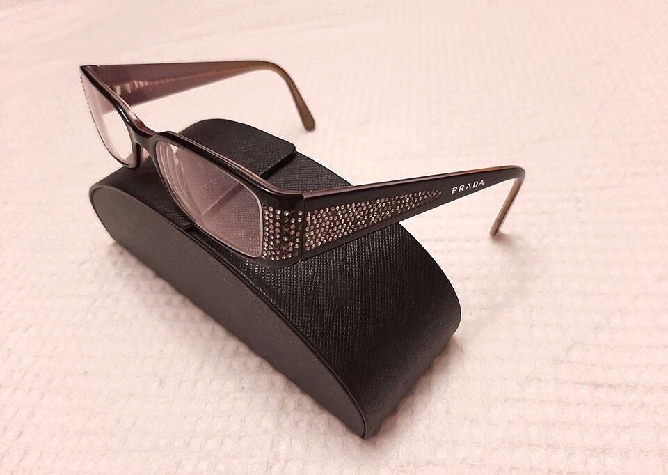 Authentic Prada VPR 9 OBL-101 135 WOMEN'S STONES EYEGLASSES FRAME 52-17