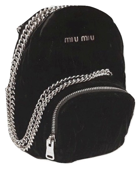 Authentic Miu Miu Mini Matelasse Black Velvet Backpack Crossbody Bag