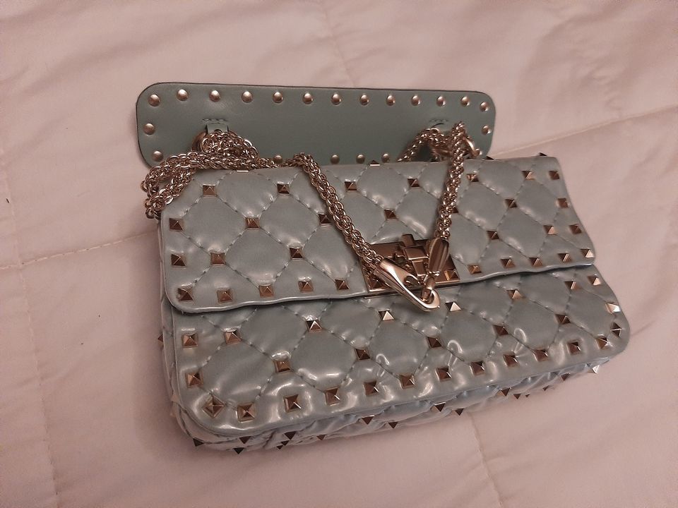 Authentic Valentino Moncler Quilted Rockstud Spike Chain Shoulder Bag 