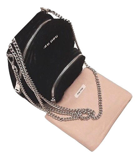 Authentic Miu Miu Mini Matelasse Black Velvet Backpack Crossbody Bag