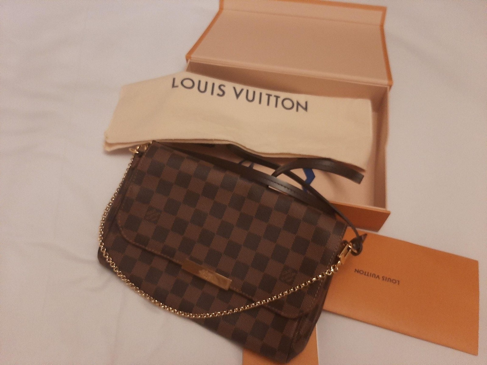 Authentic Damier Ebene canvas Favourite MM bag