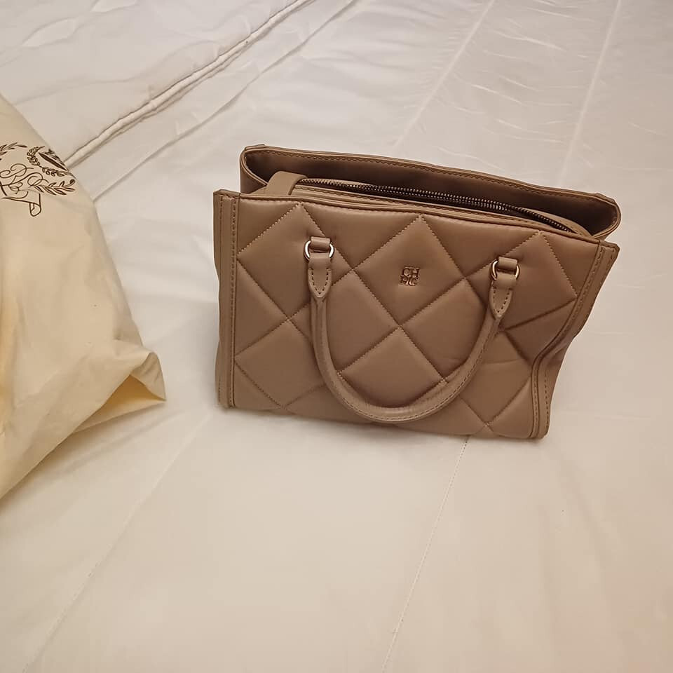 Authentic Carolina Herrera Light Brown Leather Tote bag 