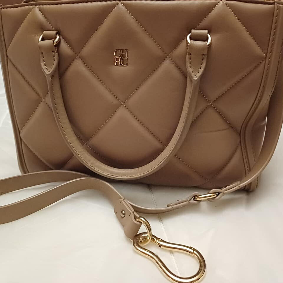 Authentic Carolina Herrera Light Brown Leather Tote bag 
