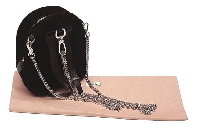 Authentic Miu Miu Mini Matelasse Black Velvet Backpack Crossbody Bag