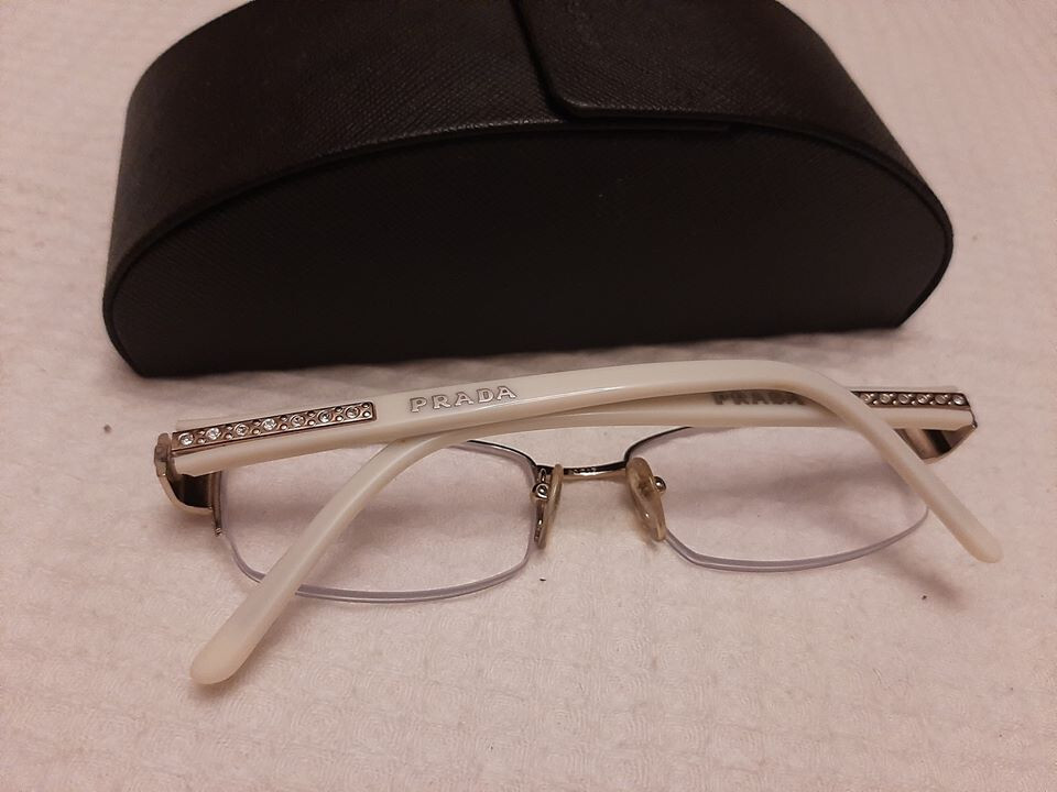 Authentic vintage Prada women's white eyeglasses VPR 57M 50Q17 ZVN-101 135