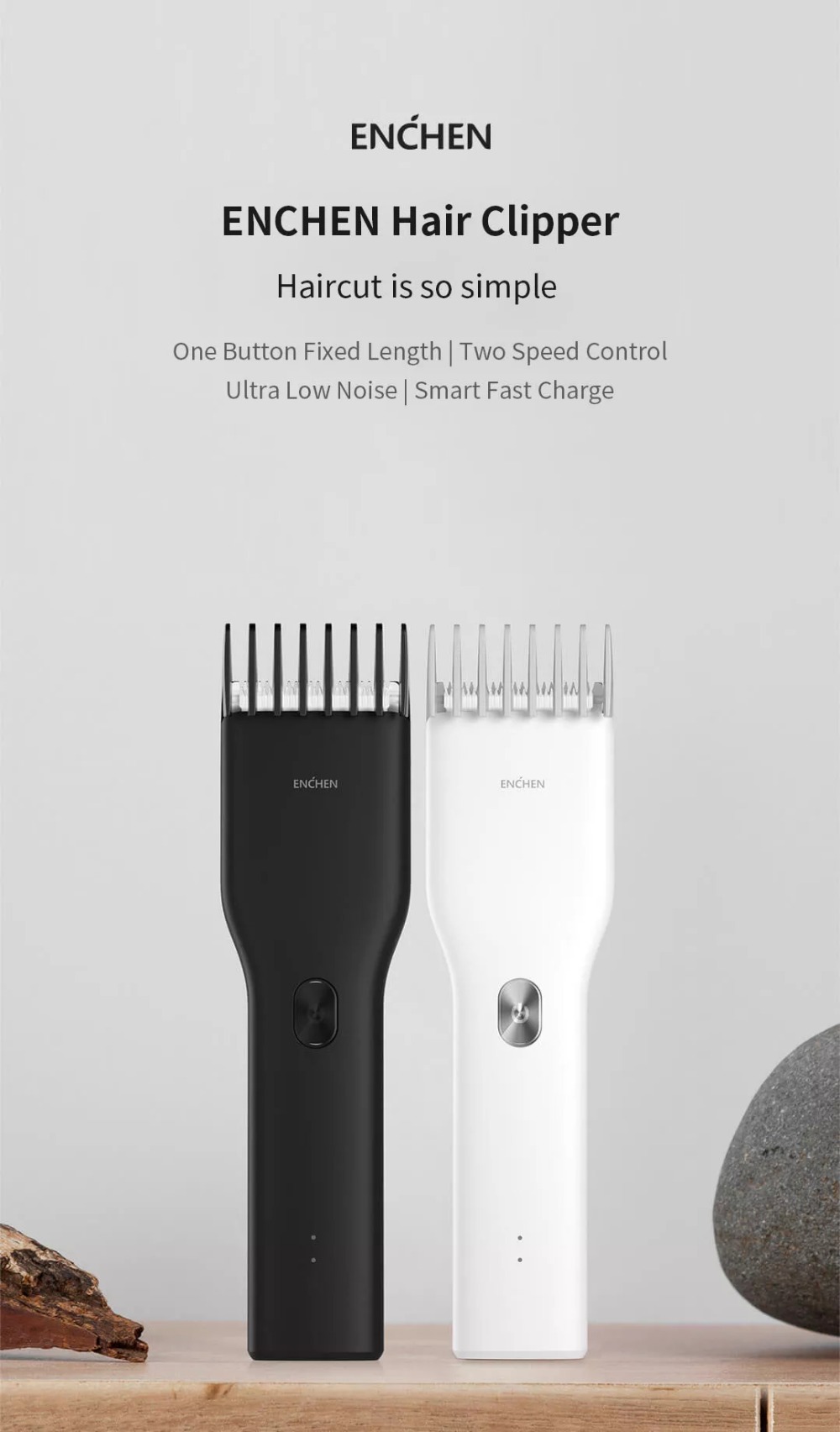 Xiaomi Mi Hair Clipper-Fast Charging Rechargeable Hair Trimmer With Two Speed Ceramic Cutter (Enchen Boost)