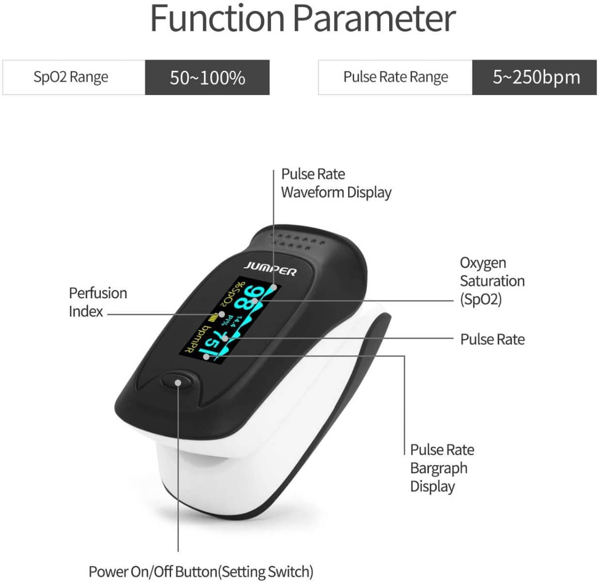 Jumper Pulse Oximeter (JPD-500D OLED Edition)