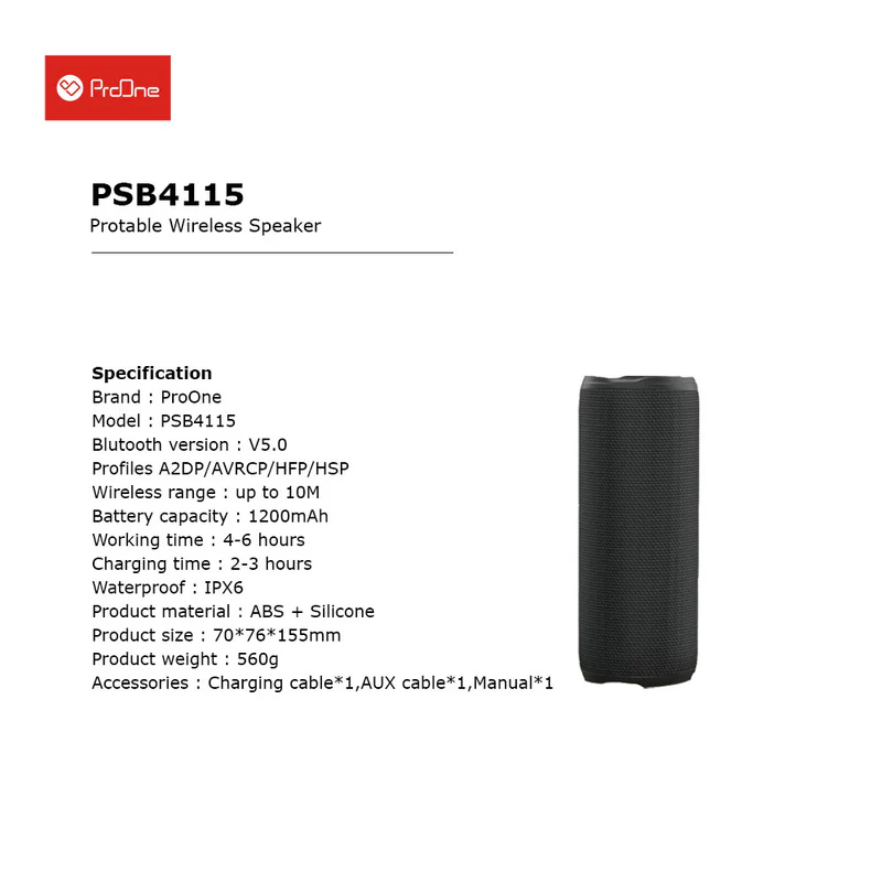  ProOne PSB4115 Bluetooth Speaker
