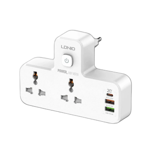 LDNIO SC2311 20W 3-PORT USB PD & QC3.0 CHARGER EXTENSION 2 WAY POWER SOCKET