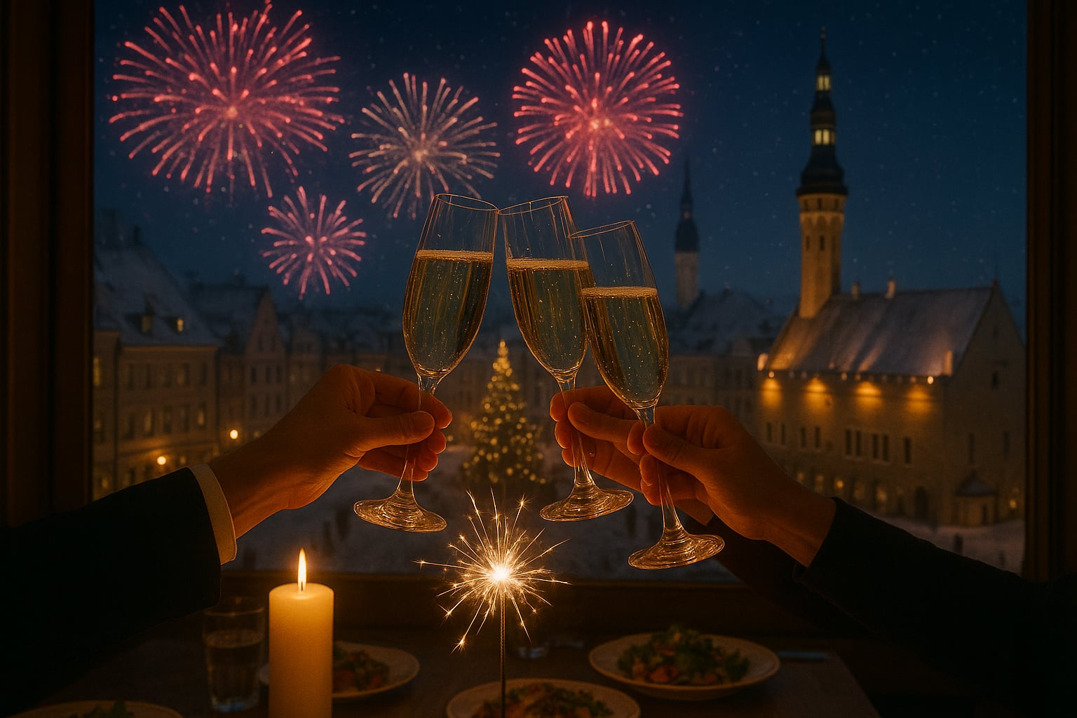 Naujieji metai Taline aplankant Rygą. Šventinė vakarienė restorane