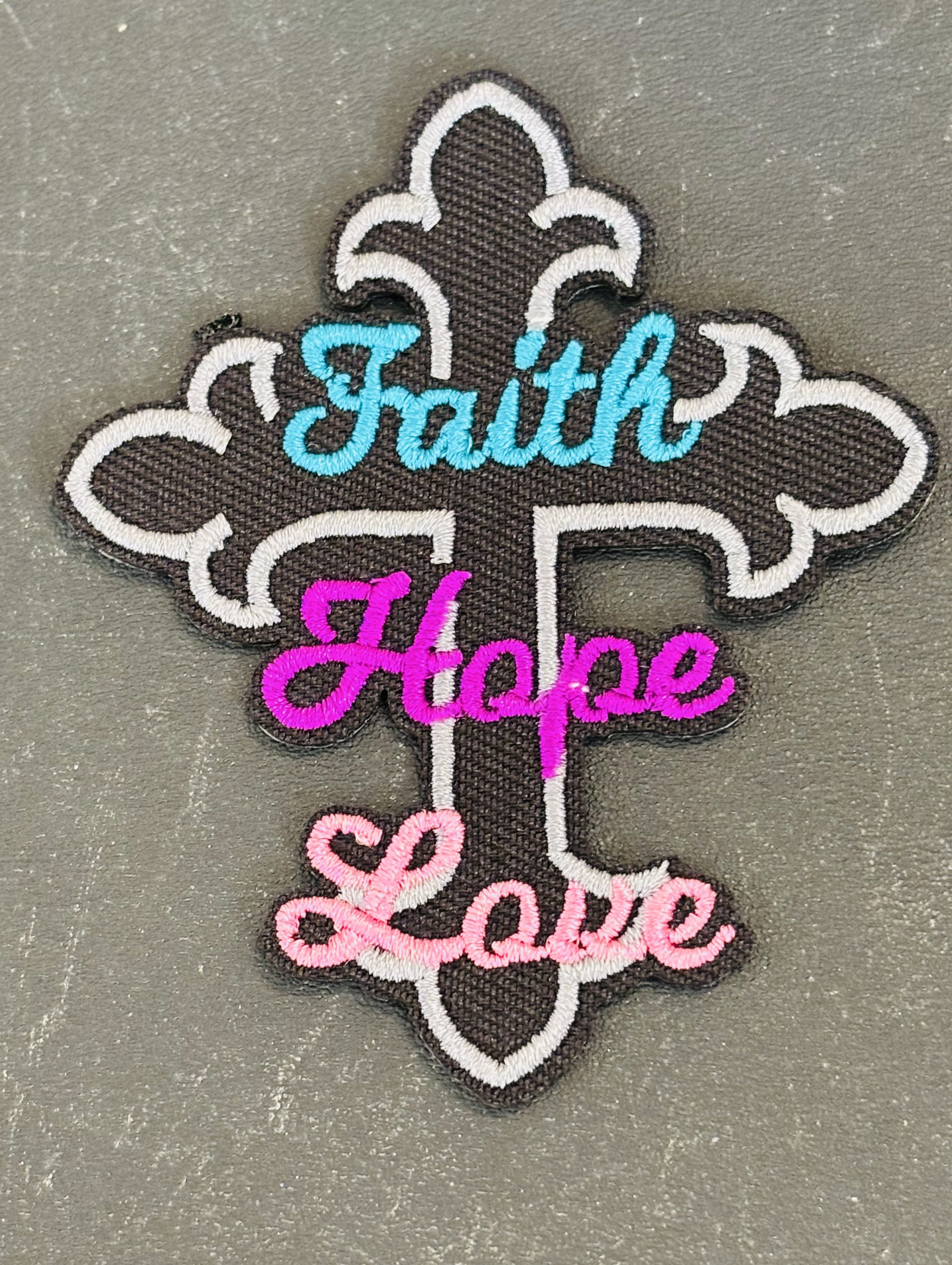 Faith Hope Love Cross Patch