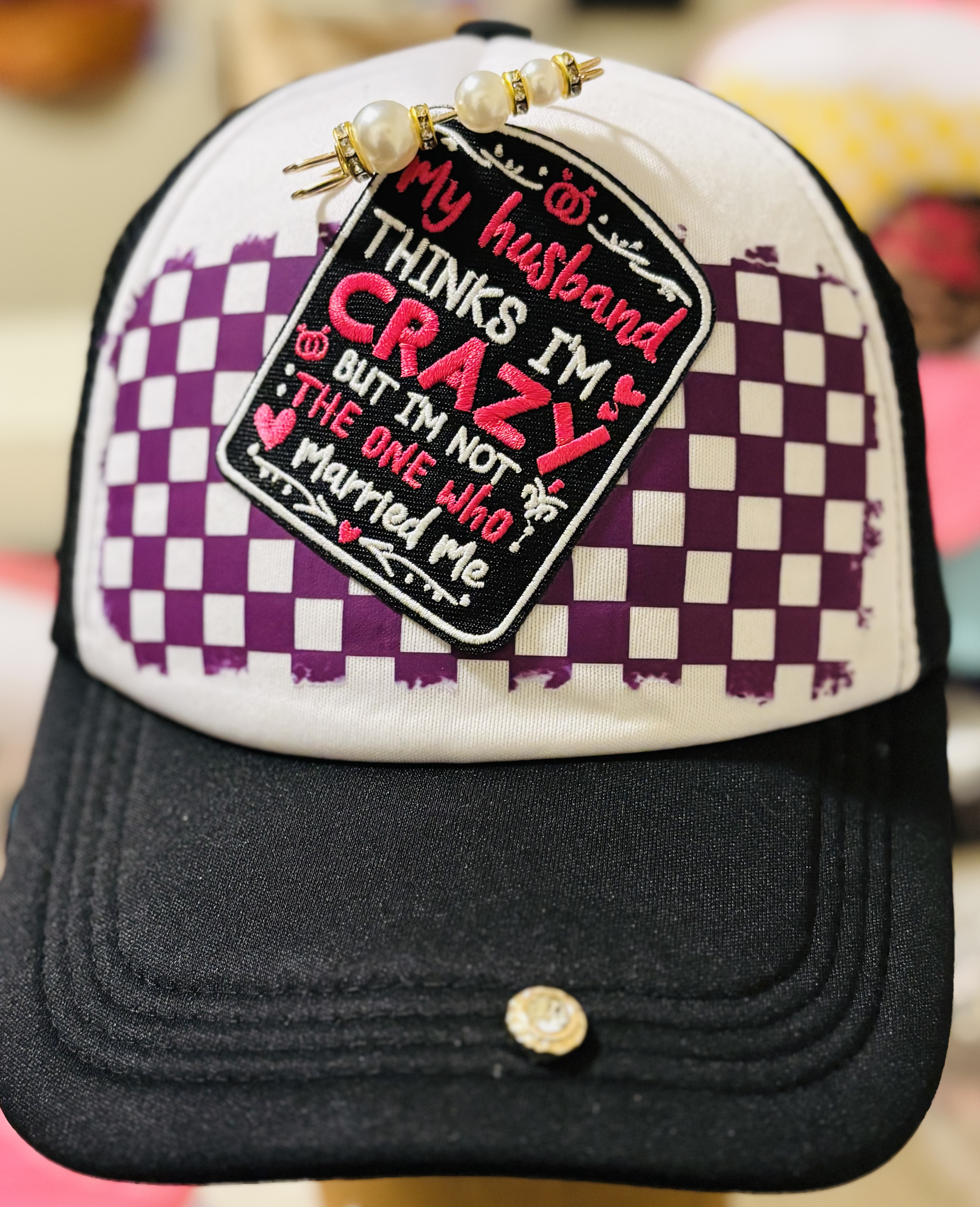 Funny Quote Checkerboard Cap