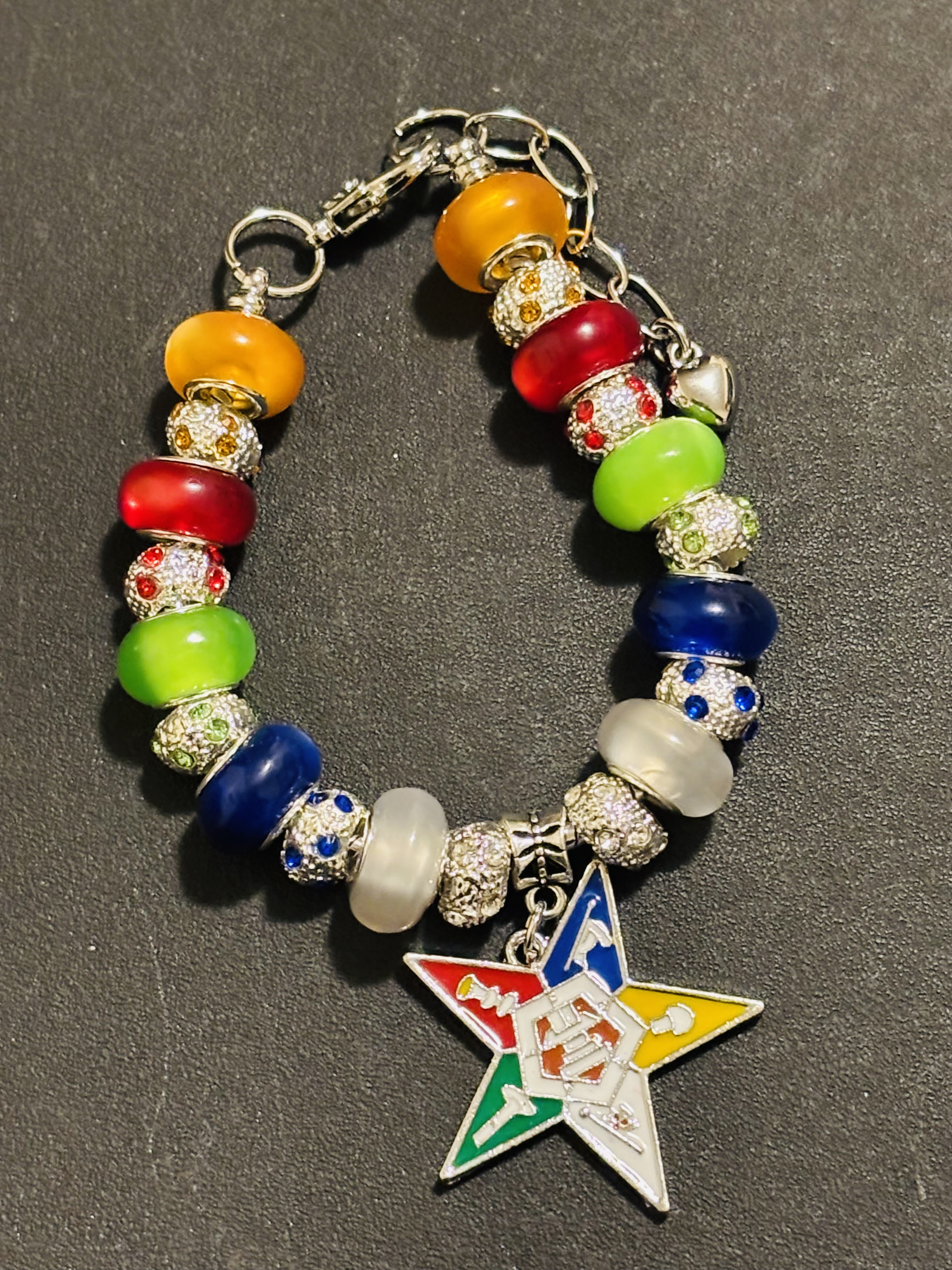 Colorful Beaded OES Charm Bracelet
