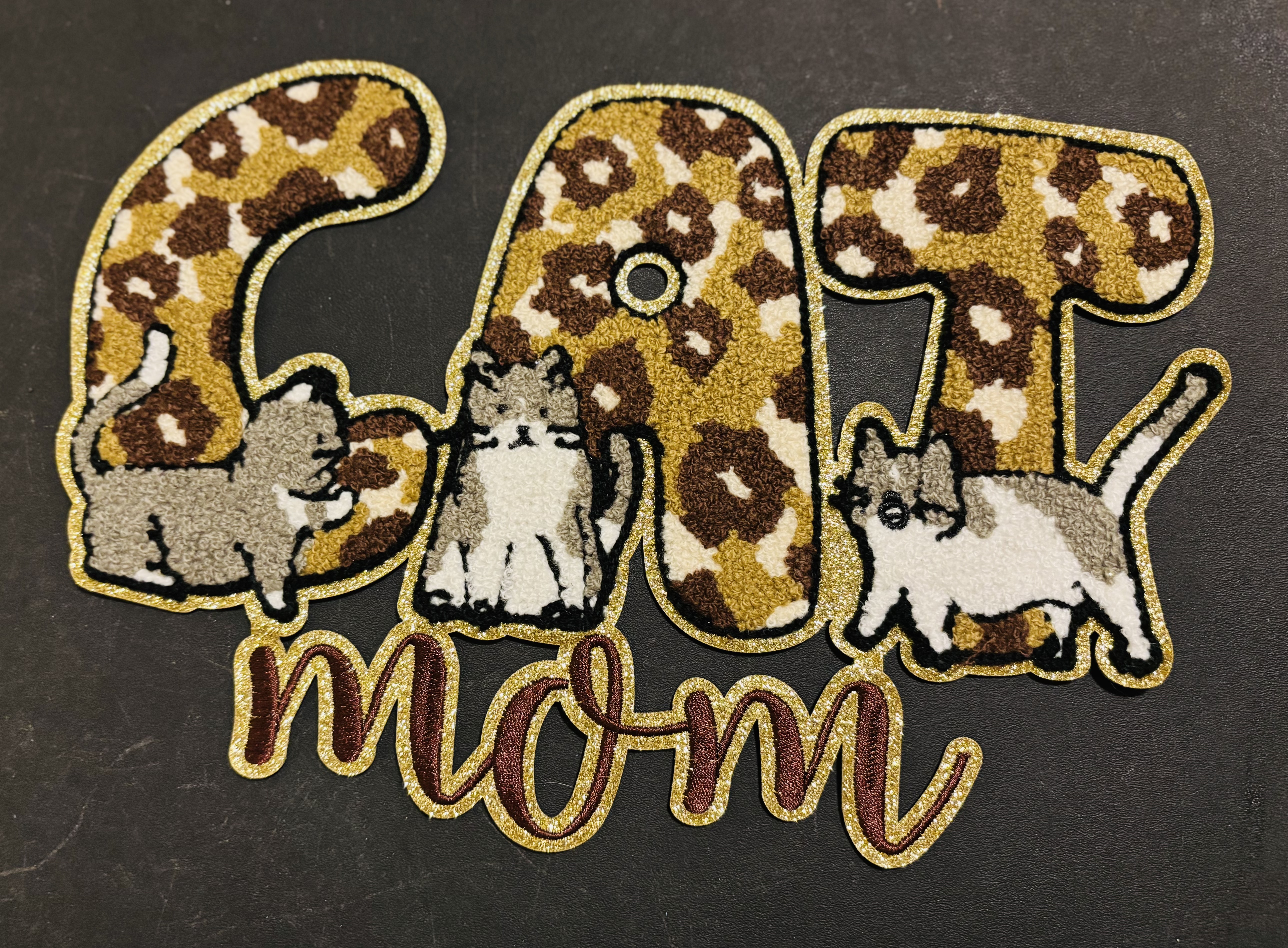 Cat Mom Embroidered Iron On Patch
