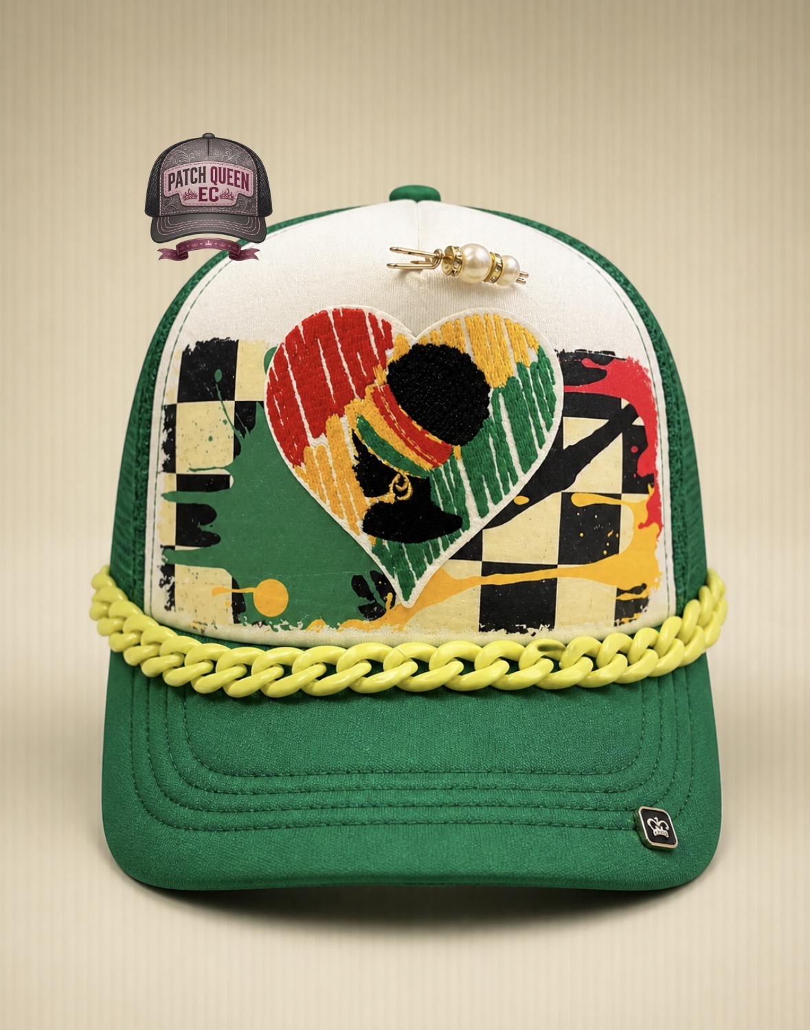 Rasta Heart Green Trucker Cap
