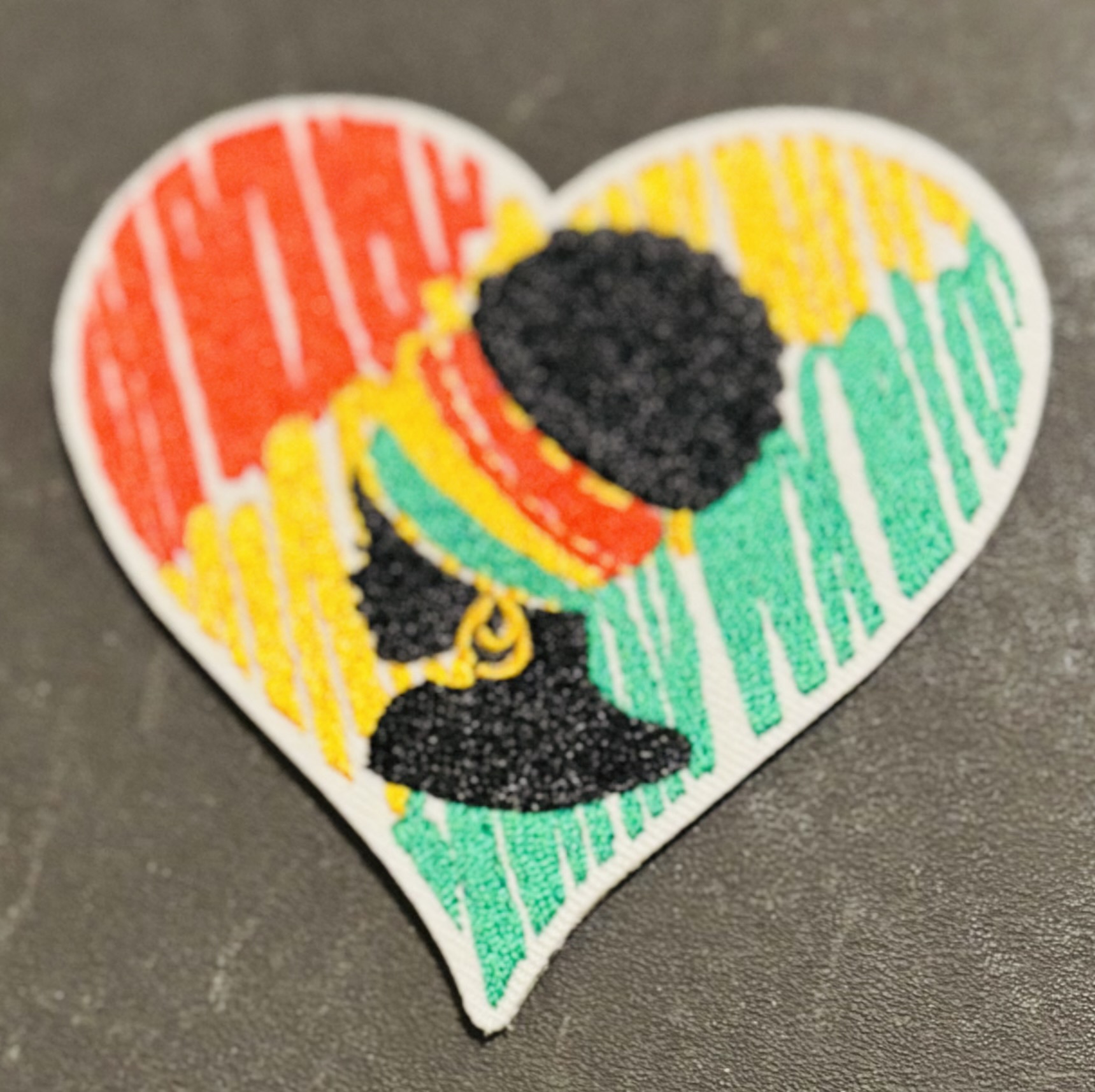 Afrocentric Heart Embroidered Iron On Patch