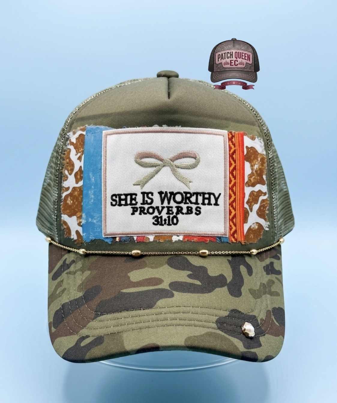 She Is Worthy Proverbs 31:10 Camo Hat