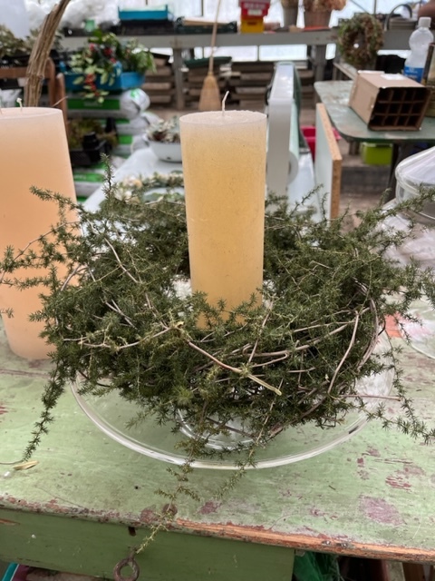 Asparaguskranz mit grosser Kerze (00058)