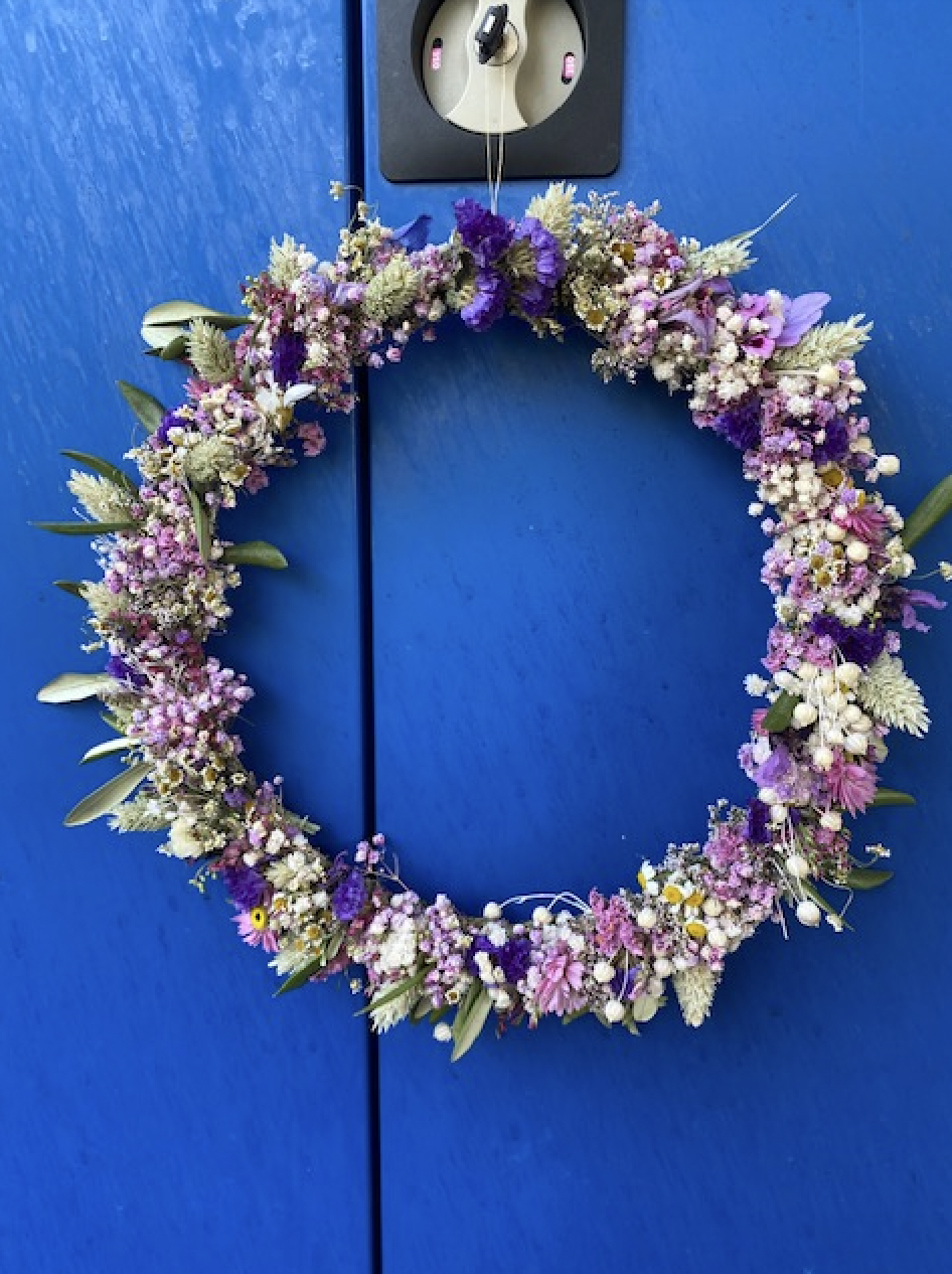 Trockenblumenkranz violett (00025)