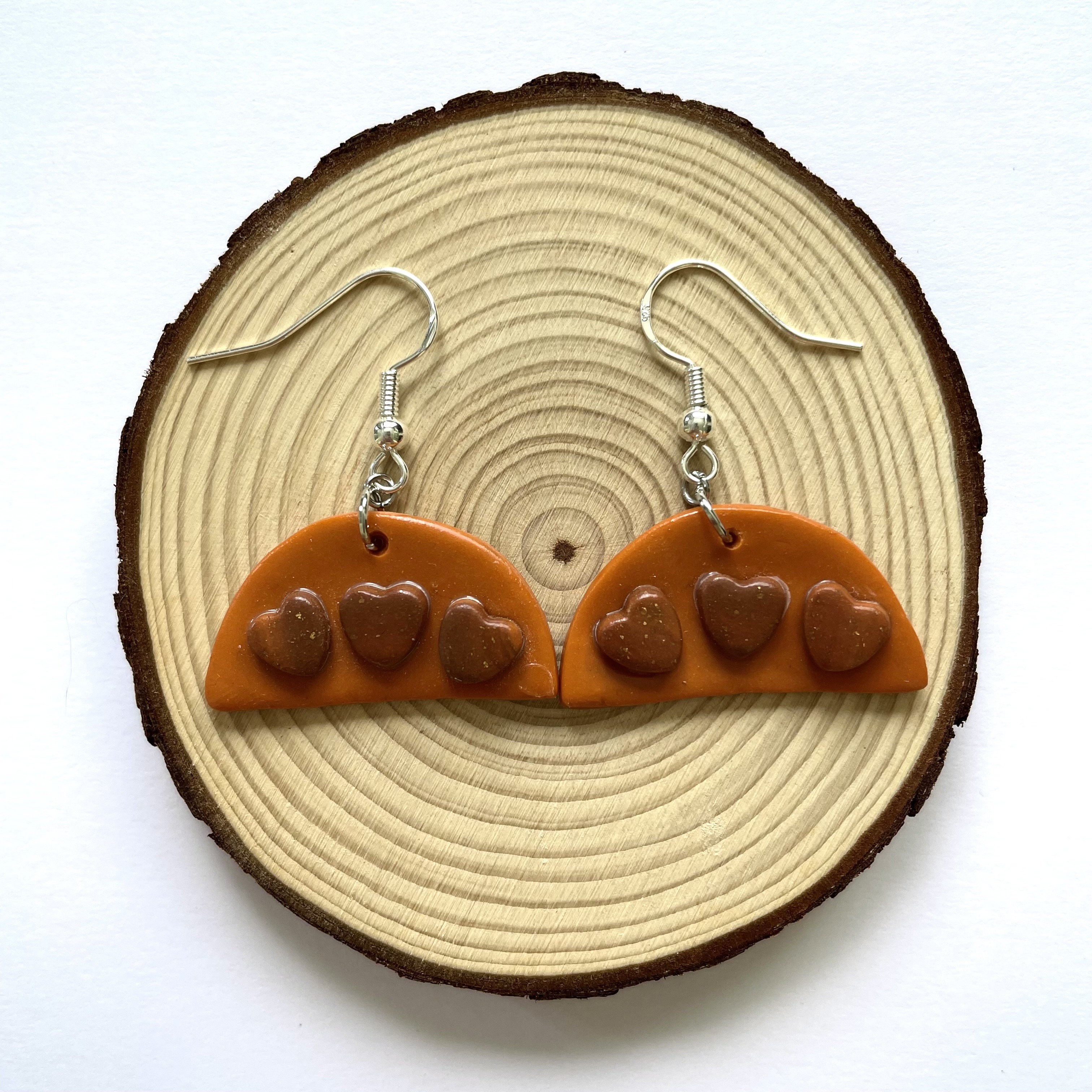 semi circle heart earrings