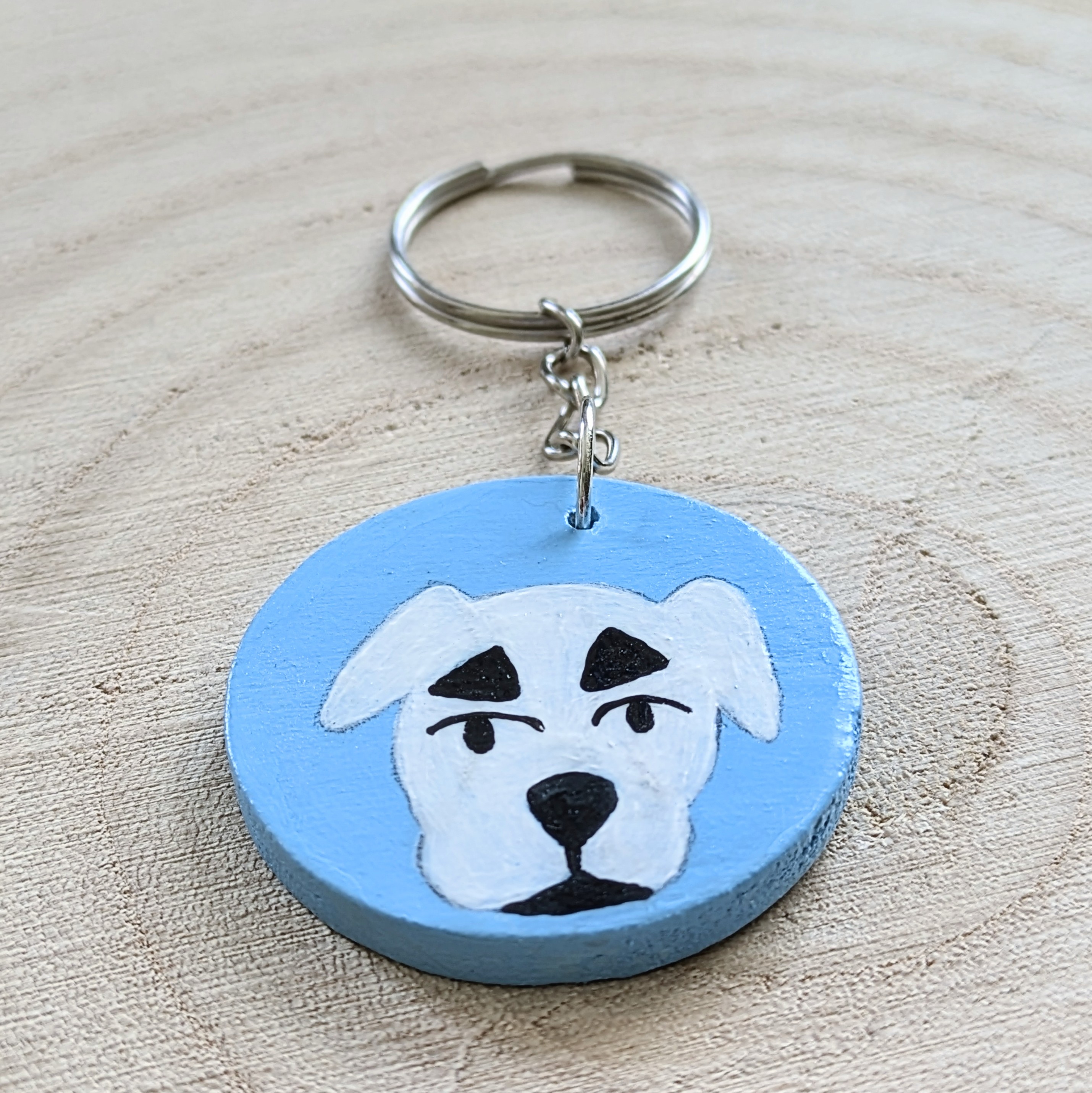 white dog keyring
