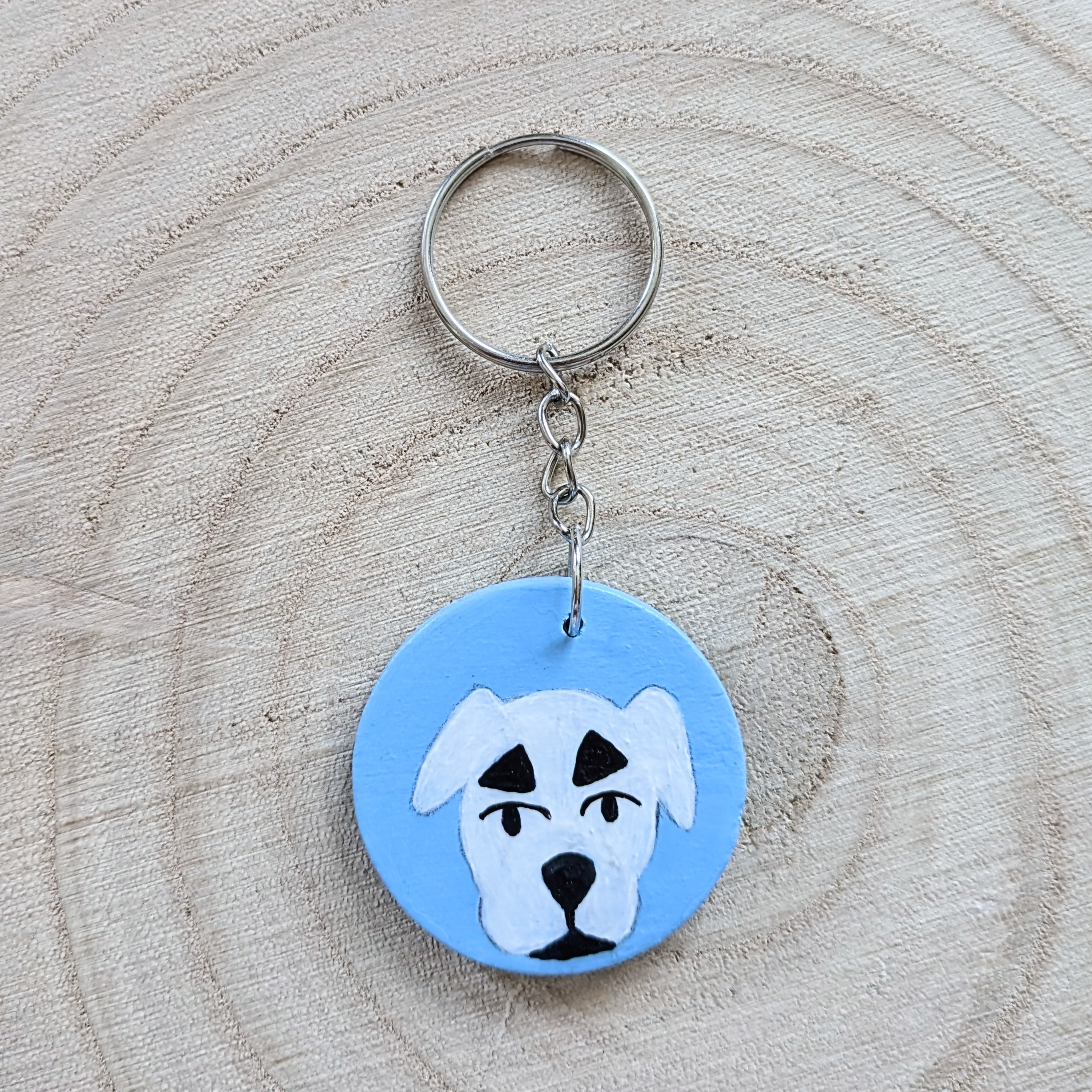 white dog keyring