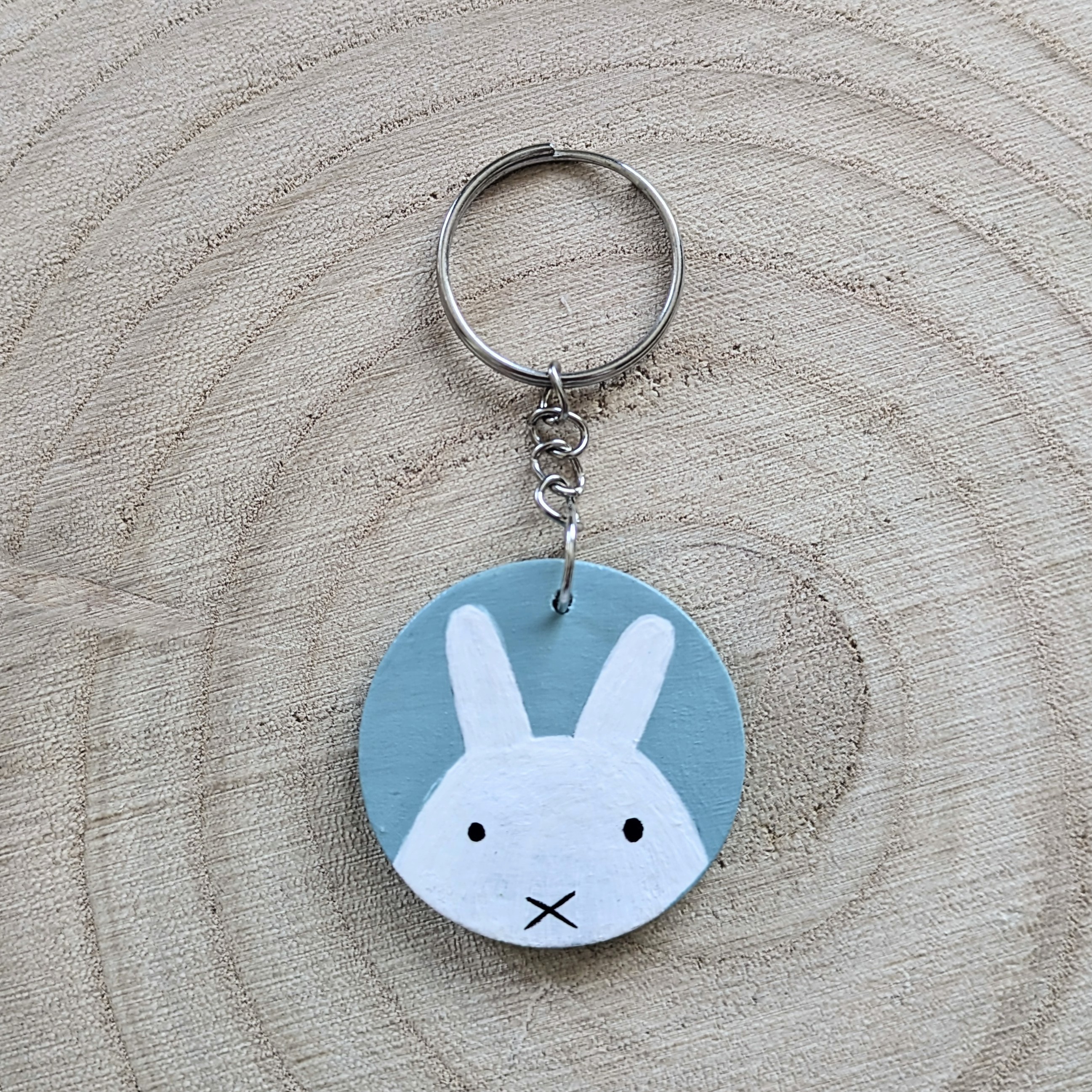 white bunny face keyring